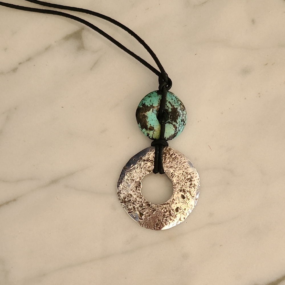 Silver and Turquoise Pendant Necklace